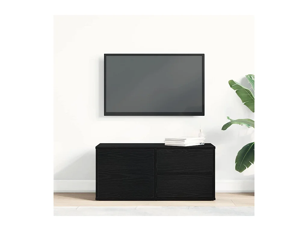 Meuble TV avec tiroir Noir 80 x 34 x 35.5 cm Bois d'ingénierie
