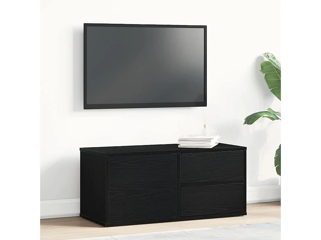 Meuble TV avec tiroir Noir 80 x 34 x 35.5 cm Bois d'ingénierie