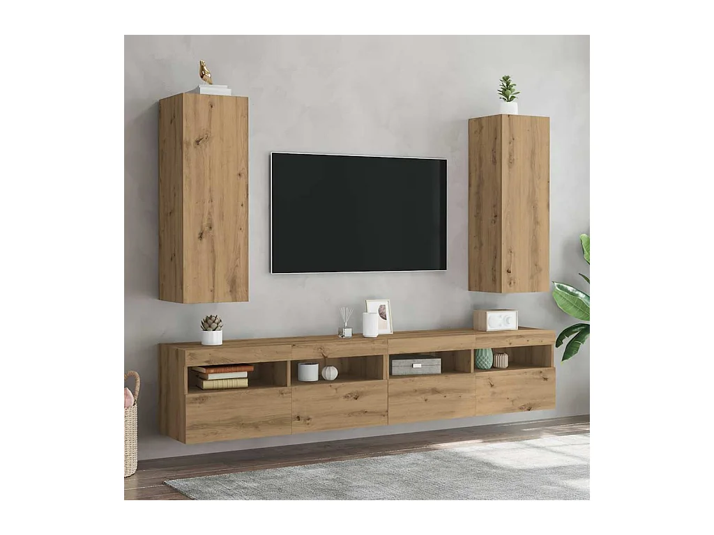 Meubles TV 2 pcs chêne artisanal 30,5x30x90cm bois d'ingénierie