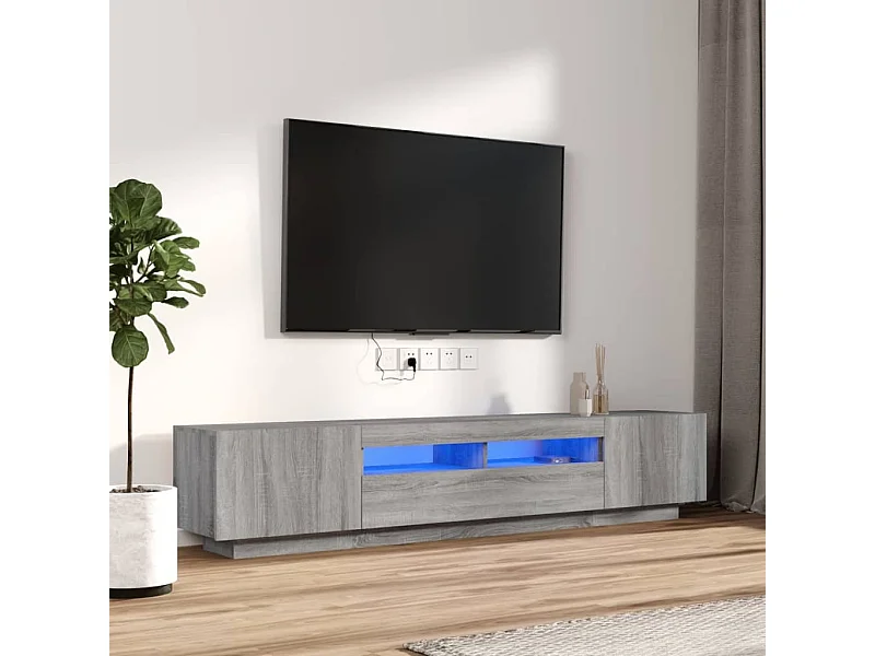 Set di mobili TV Sonoma Grey da 2 pezzi con luci a LED