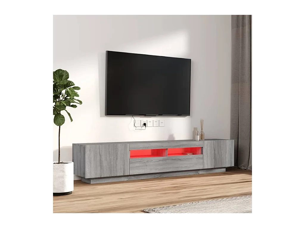 Ensemble de meubles TV avec lumières LED 2 pcs Sonoma gris