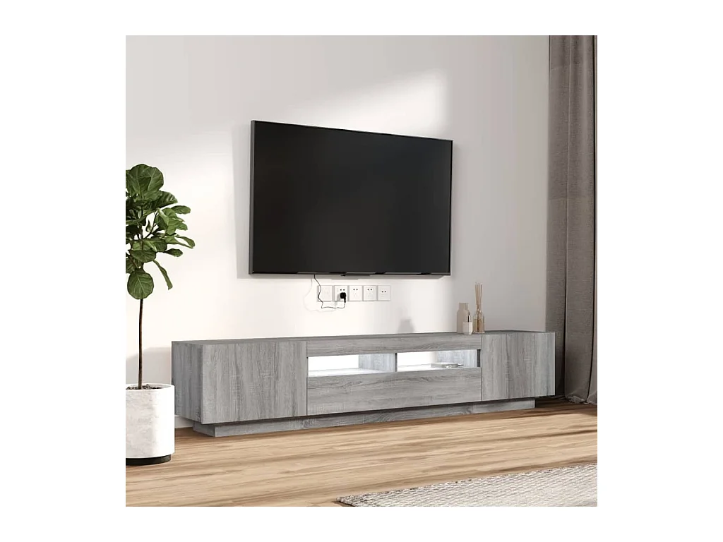 Ensemble de meubles TV avec lumières LED 2 pcs Sonoma gris