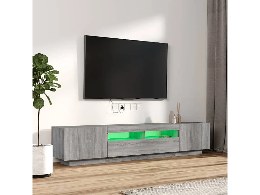 Ensemble de meubles TV avec lumières LED 2 pcs Sonoma gris