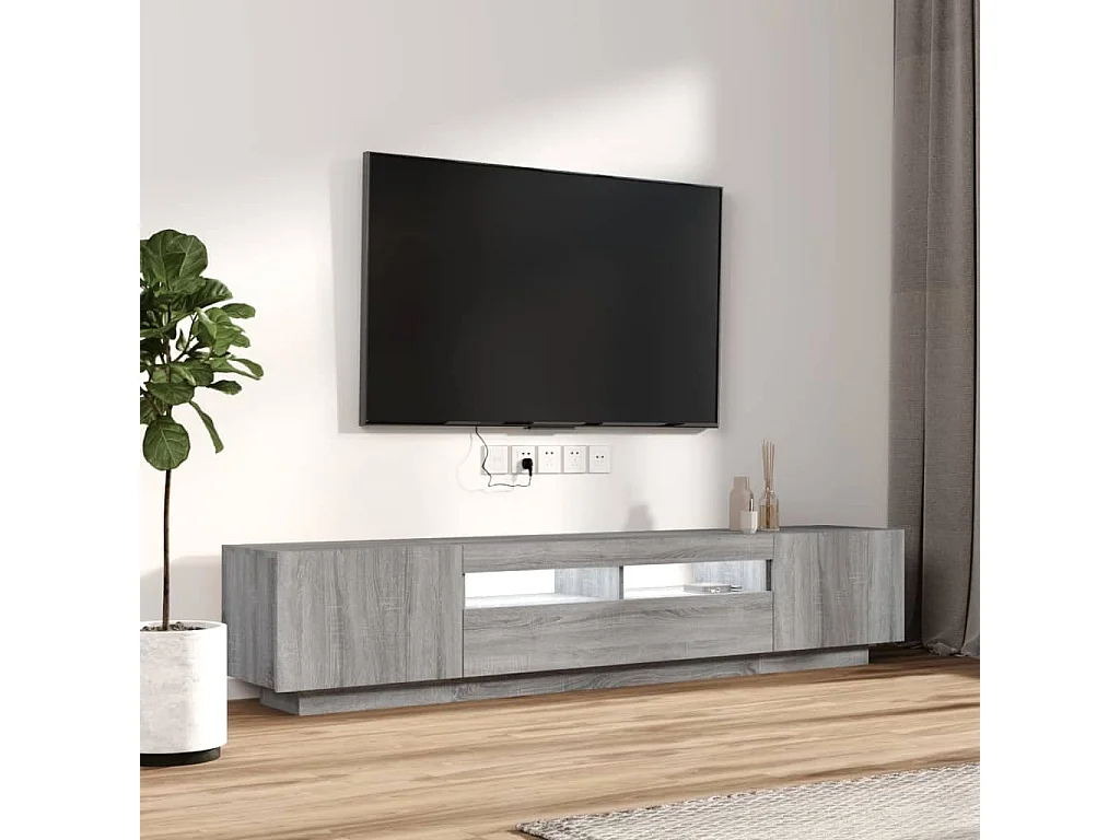Ensemble de meubles TV avec lumières LED 2 pcs Sonoma gris