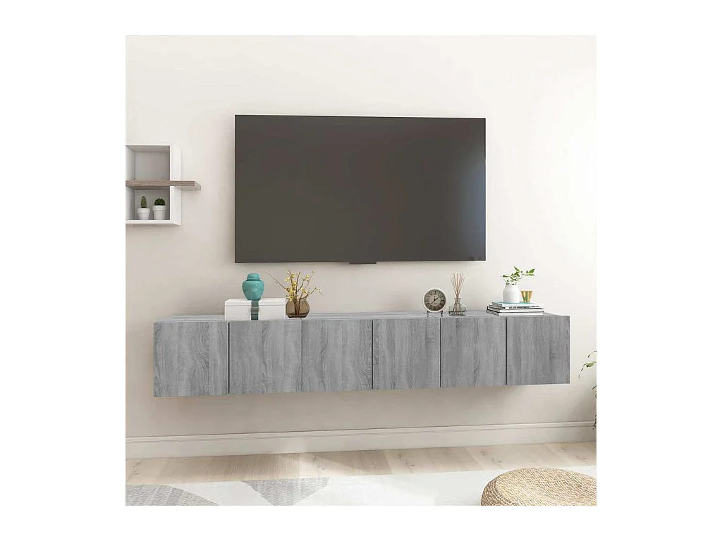 Mobile TV 3 pezzi Grigio 60 x 30 x 30 cm Legno ingegnerizzato
