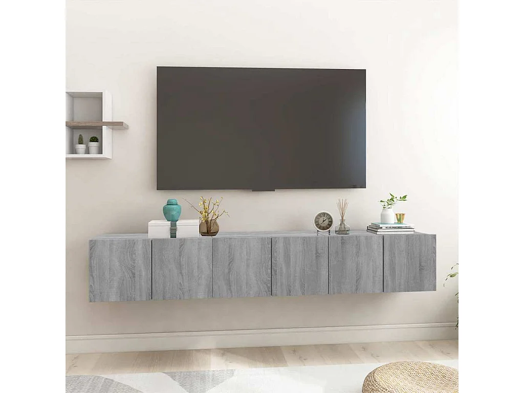 Meuble TV 3 pcs Gris 60 x 30 x 30 cm Bois d'ingénierie