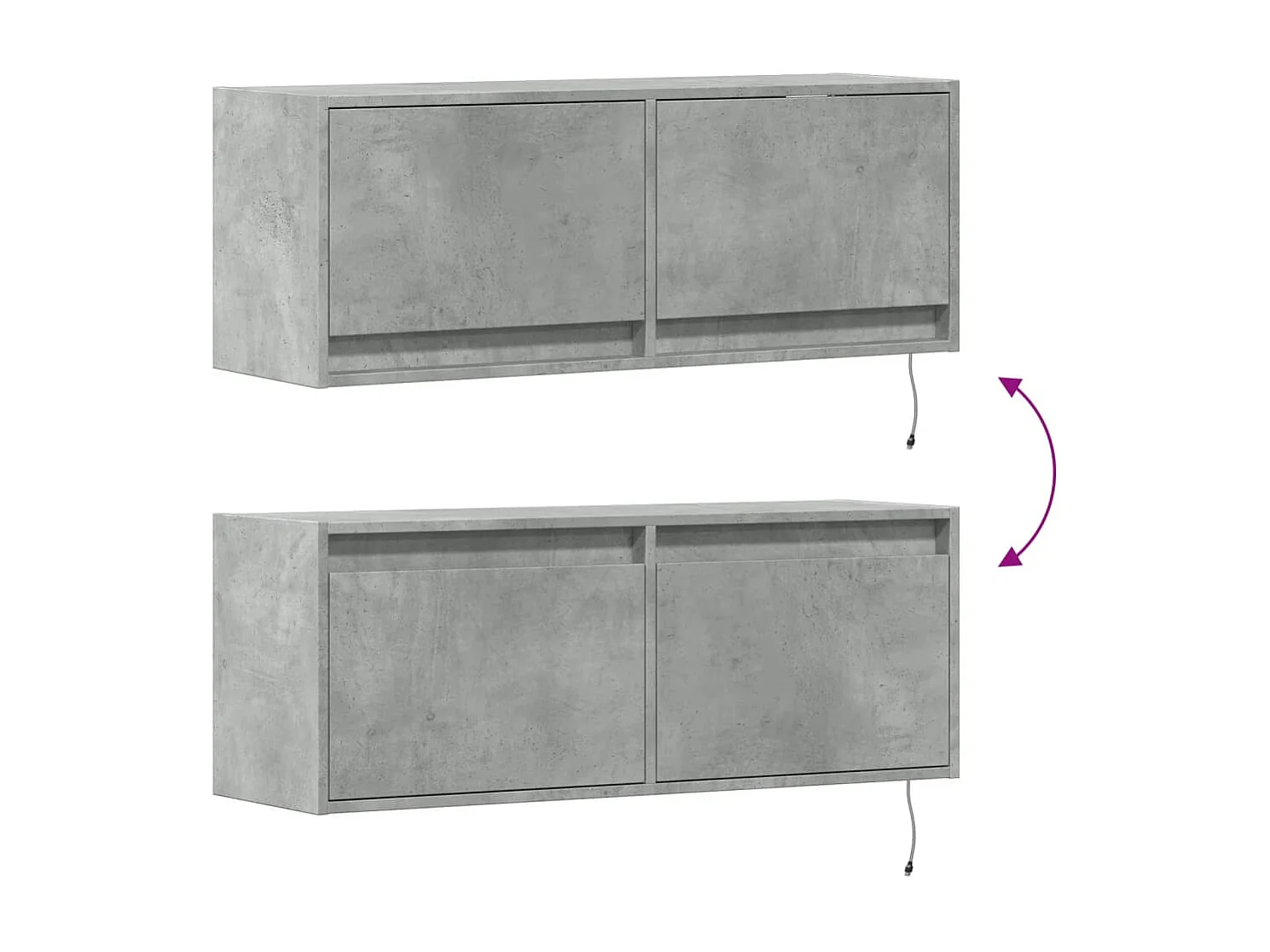 Mueble de TV de pared con luces LED, gris hormigón, 100x31x35 cm