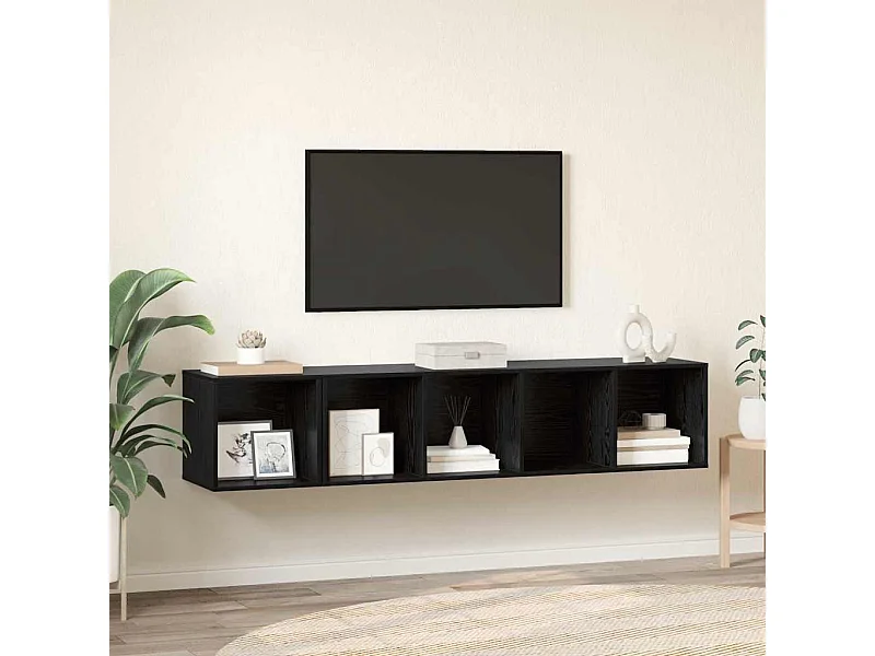 2-teiliges TV-Schrank-Set Eiche schwarz 37 x 37 x 142,5 cm