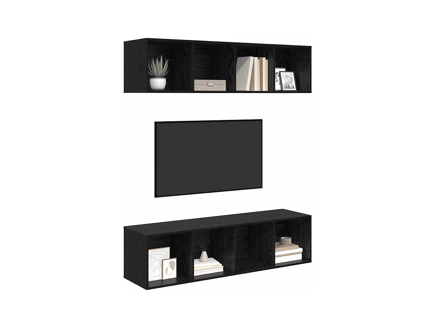 Set di mobili TV 2 pezzi Rovere nero 37 x 37 x 142,5 cm