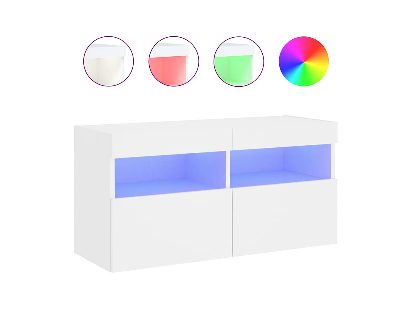 Mueble de TV de pared con luces LED, blanco, 80x30x40 cm