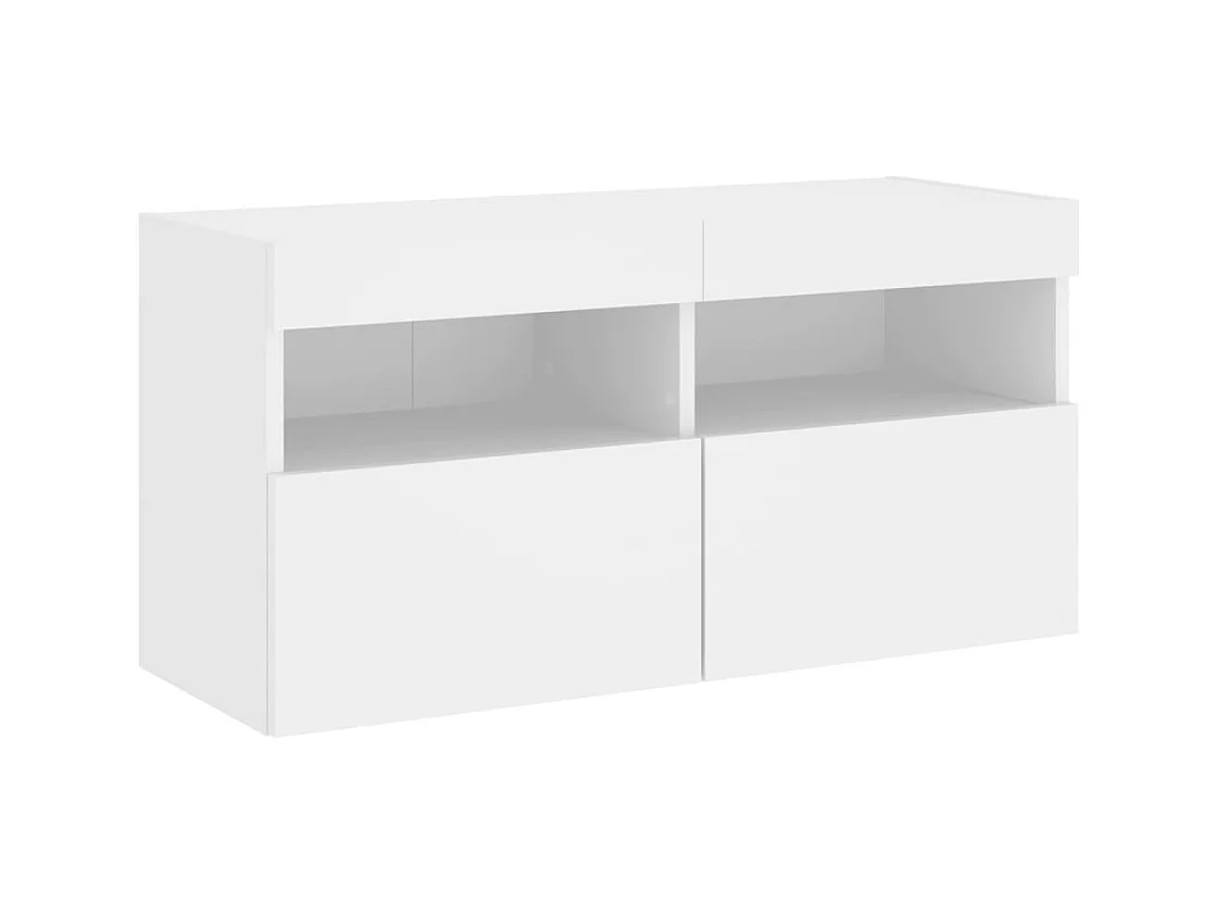 Mueble de TV de pared con luces LED, blanco, 80x30x40 cm