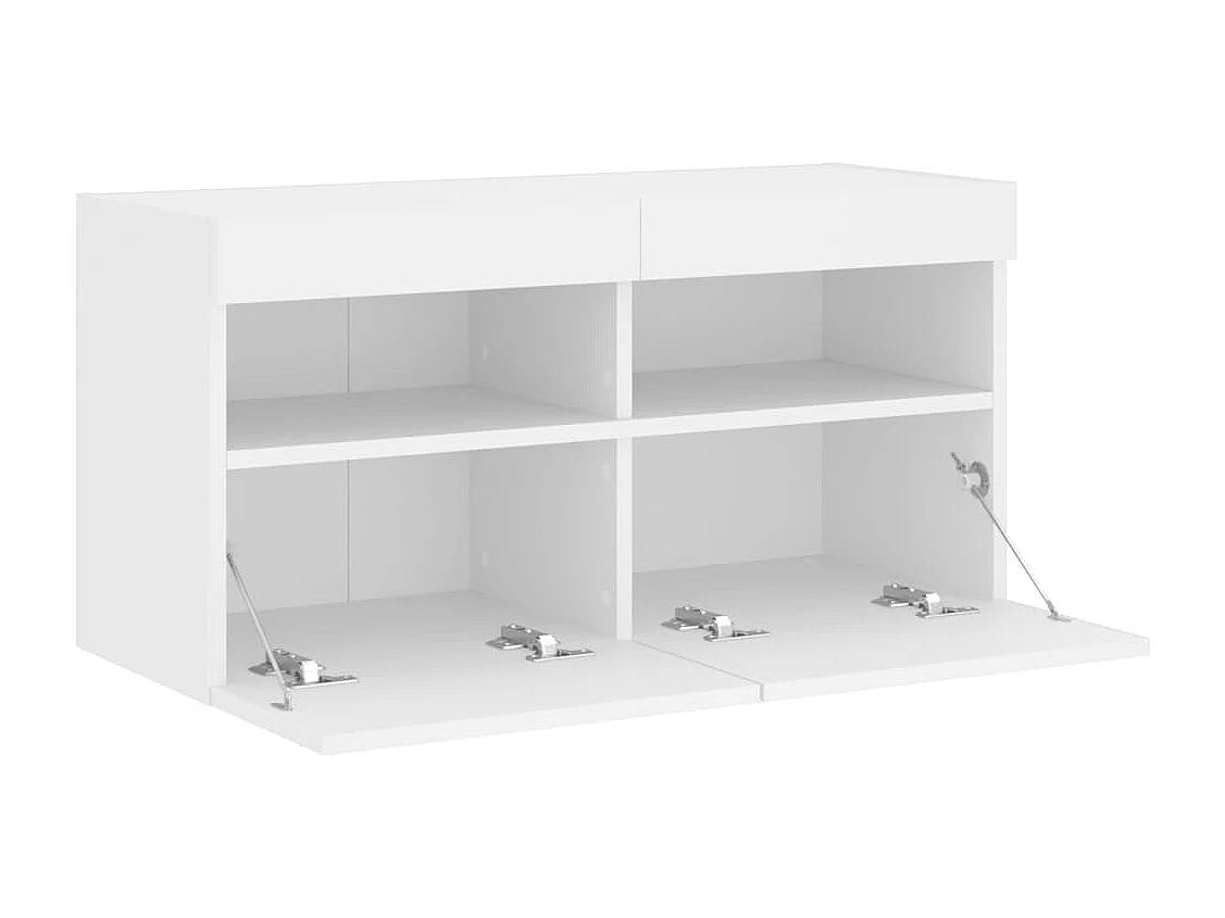 Mobile porta TV a parete con luci LED, bianco, 80x30x40 cm