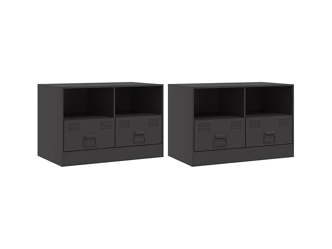 Meubles TV 2 pcs noir 67x39x44 cm acier