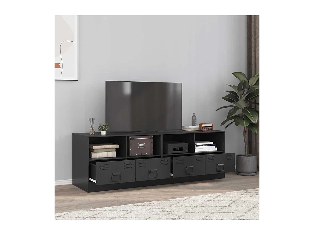 Meubles TV 2 pcs noir 67x39x44 cm acier