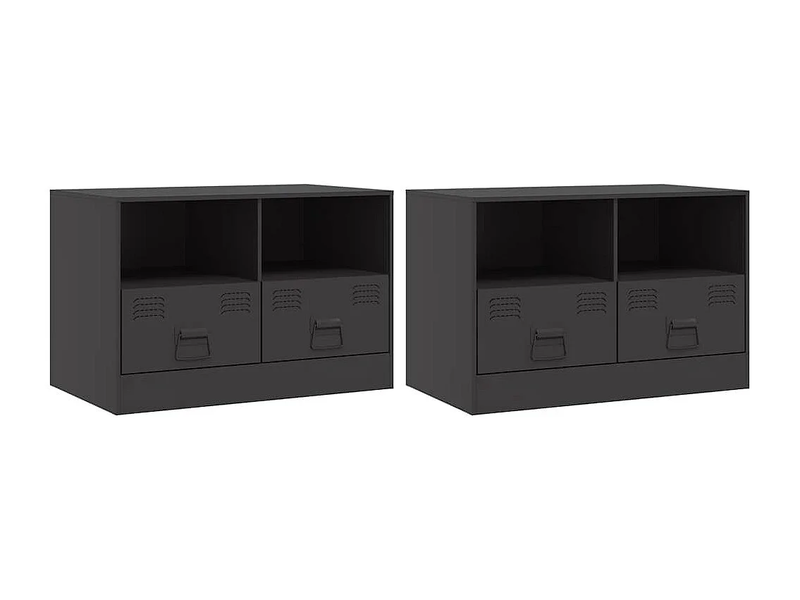 Meubles TV 2 pcs noir 67x39x44 cm acier