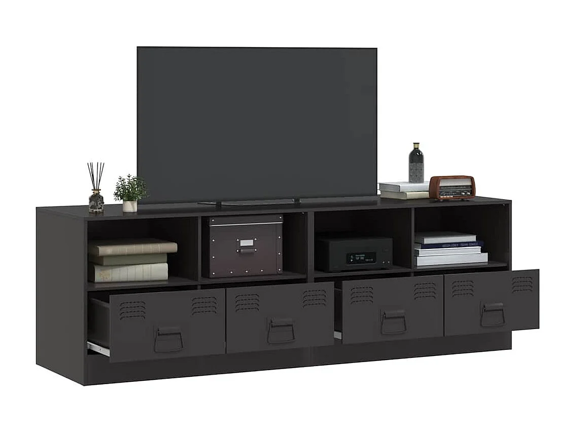 Meubles TV 2 pcs noir 67x39x44 cm acier
