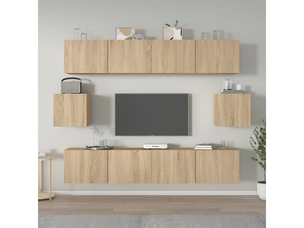 Set di mobili TV da 6 pezzi in legno ingegnerizzato Sonoma Oak