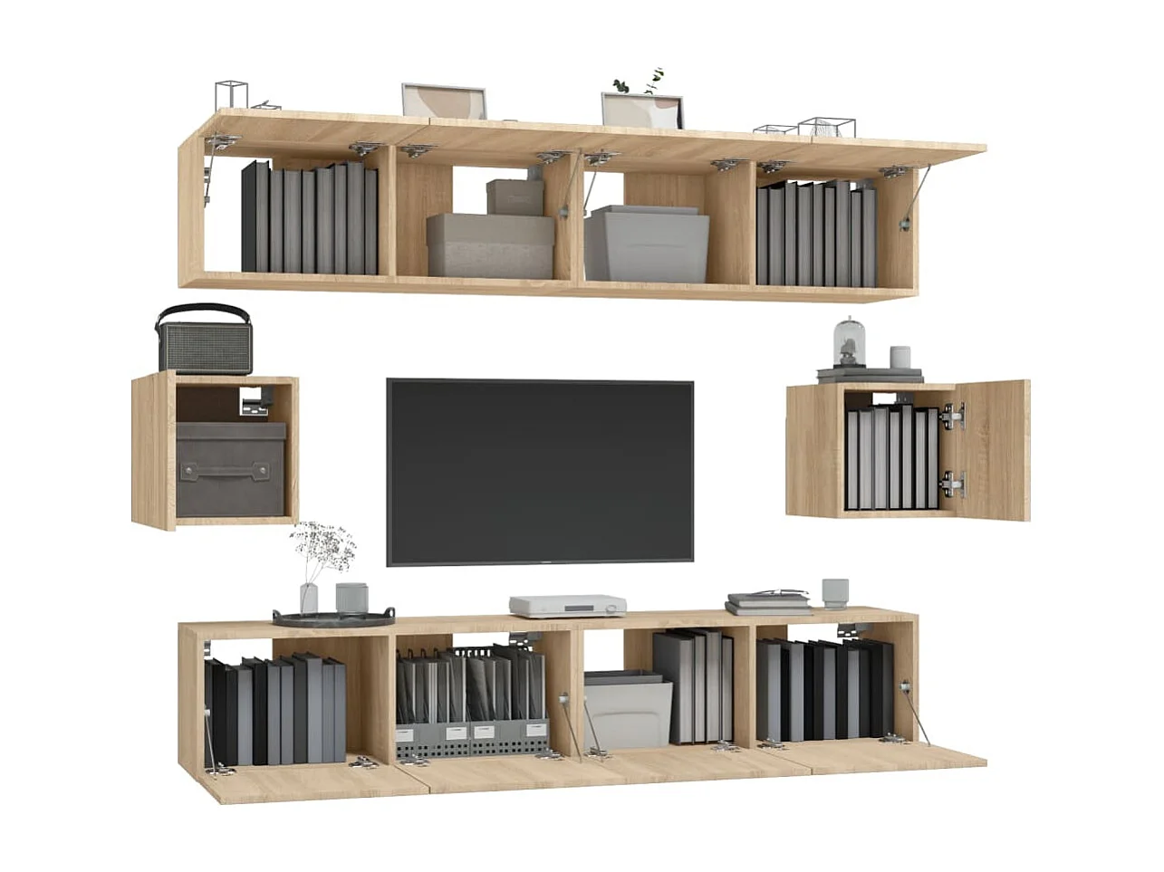 Set di mobili TV da 6 pezzi in legno ingegnerizzato Sonoma Oak