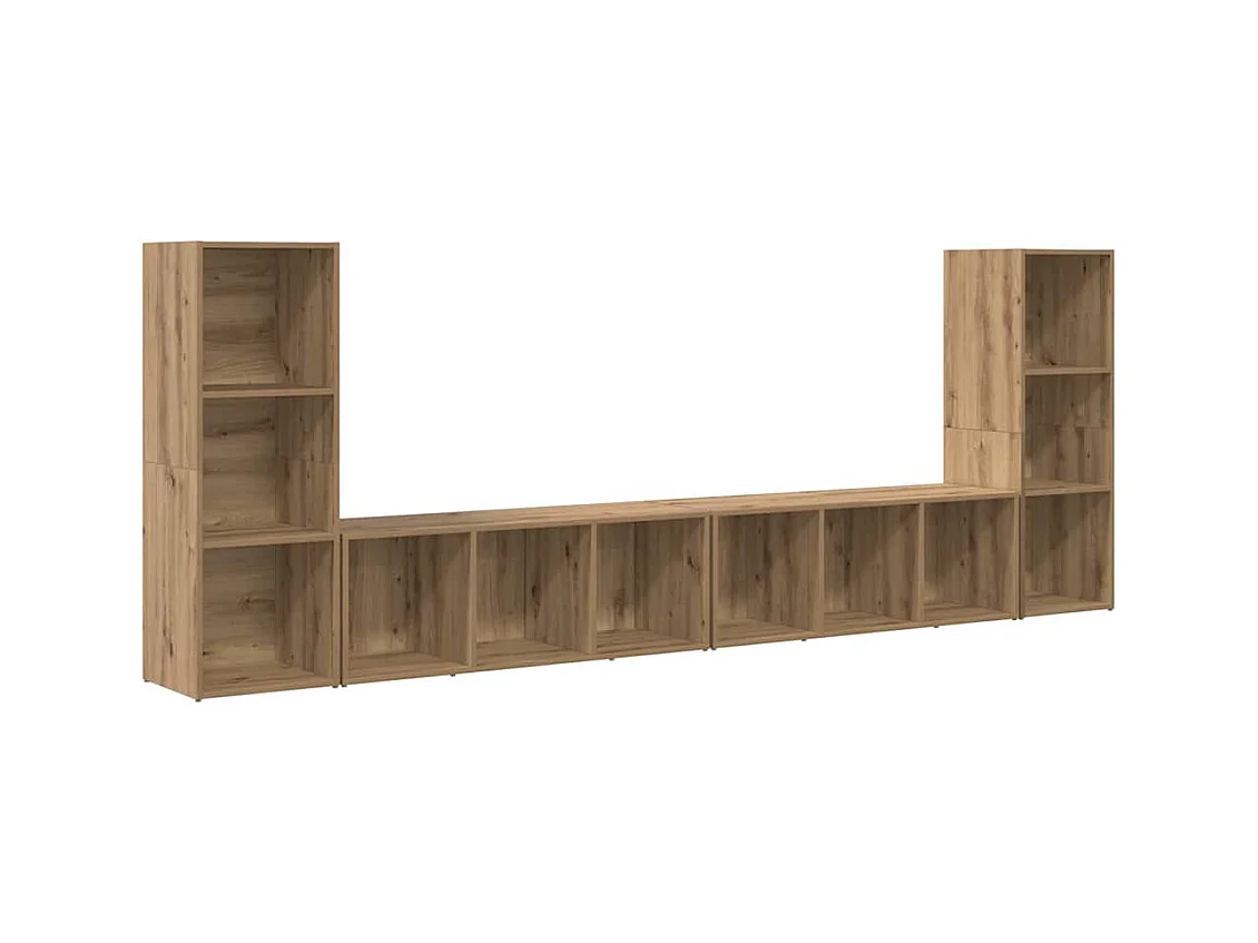 Mobile TV 4 pezzi, rovere lavorato a mano, 37 x 35 x 107,5 cm