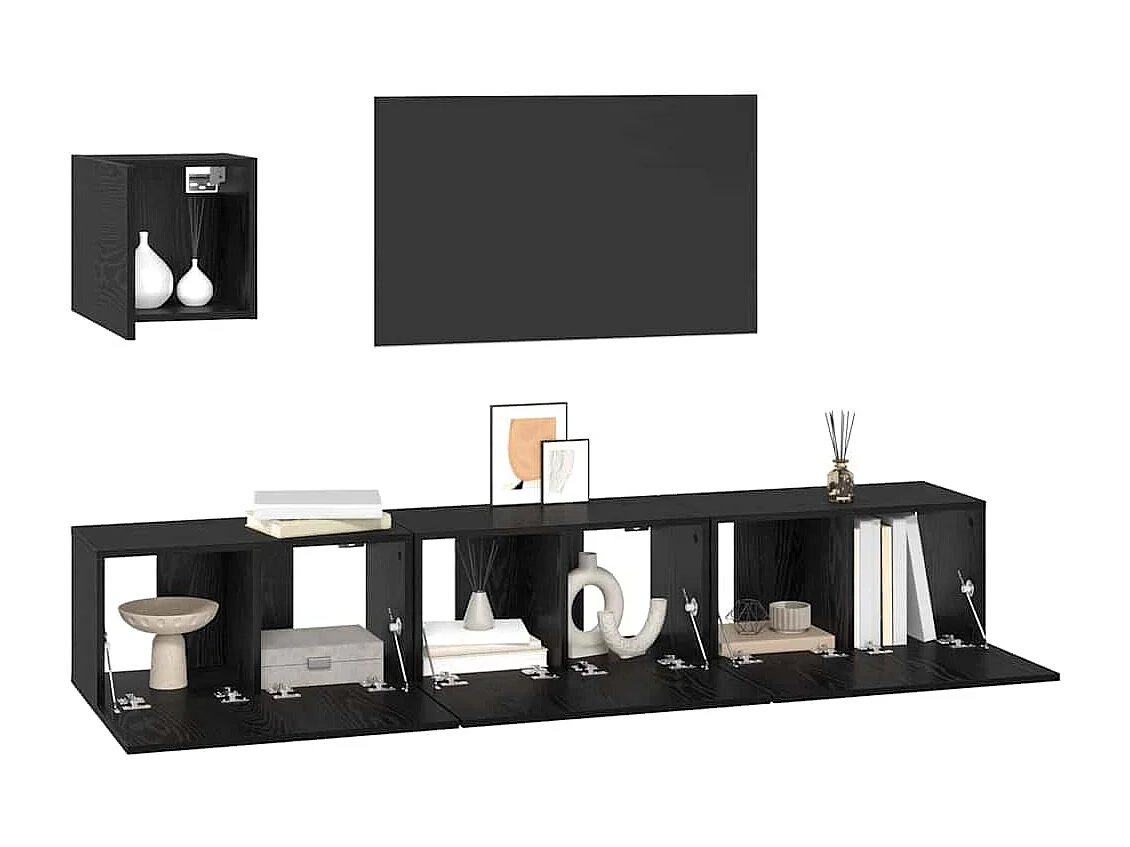 4-delige tv-meubelset Zwart eiken 60 x 30 x 30 cm