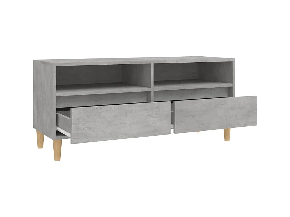 Meuble TV gris béton 100x34,5x44,5 cm bois d'ingénierie