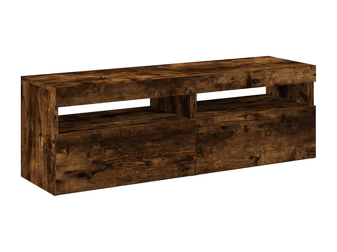 Mueble TV de 2 piezas con luces LED Roble ahumado 60x35x40 cm