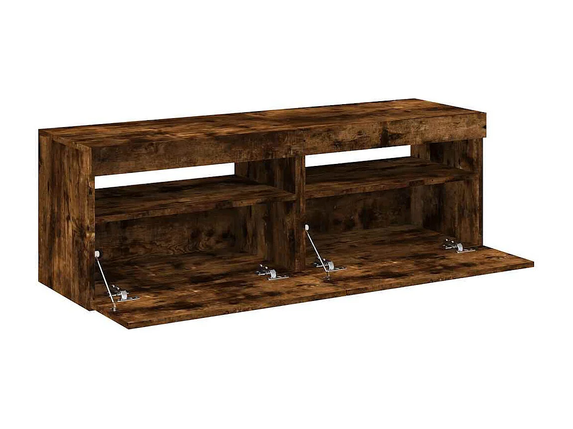 Mueble TV de 2 piezas con luces LED Roble ahumado 60x35x40 cm