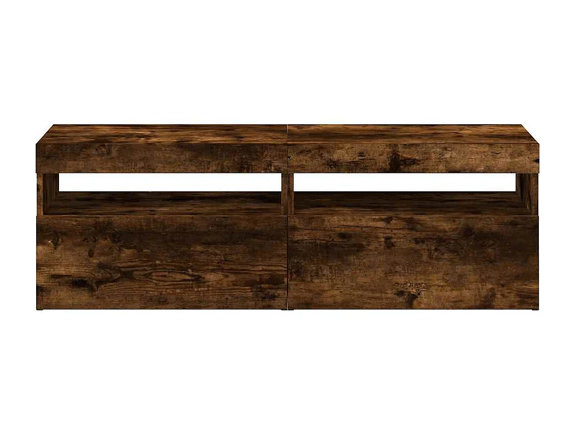 Mueble TV de 2 piezas con luces LED Roble ahumado 60x35x40 cm