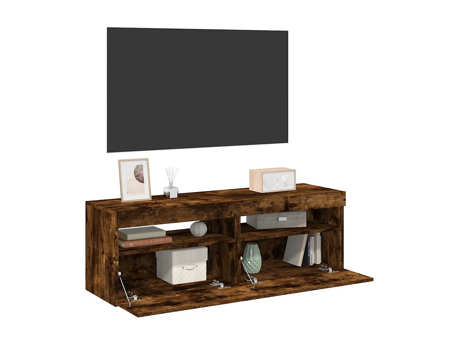 Mobile TV 2 pezzi con luci LED Rovere fumé 60x35x40 cm