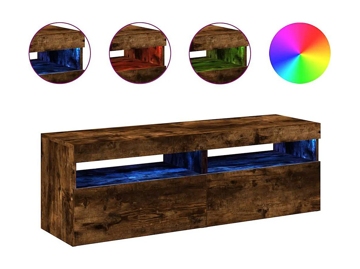 Mobile TV 2 pezzi con luci LED Rovere fumé 60x35x40 cm