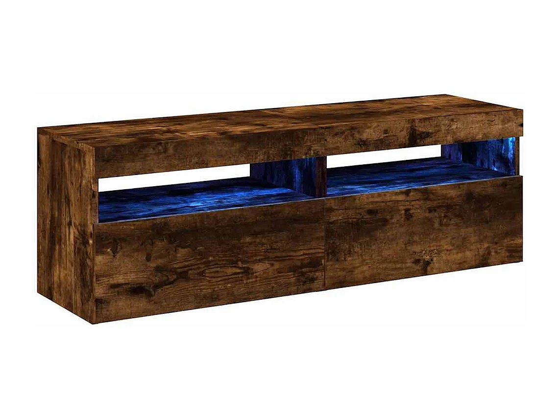 Mobile TV 2 pezzi con luci LED Rovere fumé 60x35x40 cm