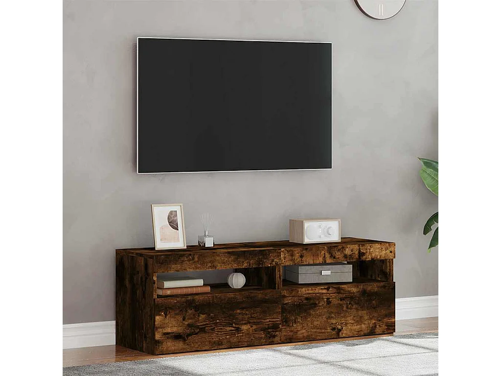 Mobile TV 2 pezzi con luci LED Rovere fumé 60x35x40 cm