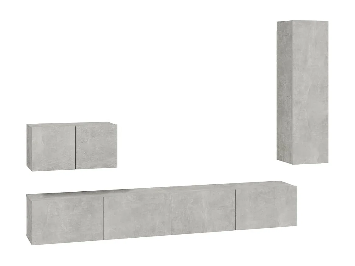 Ensemble de meubles TV 4 pcs Gris béton Bois d'ingénierie