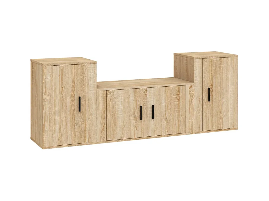 Set di mobili TV da 3 pezzi in legno ingegnerizzato Sonoma Oak