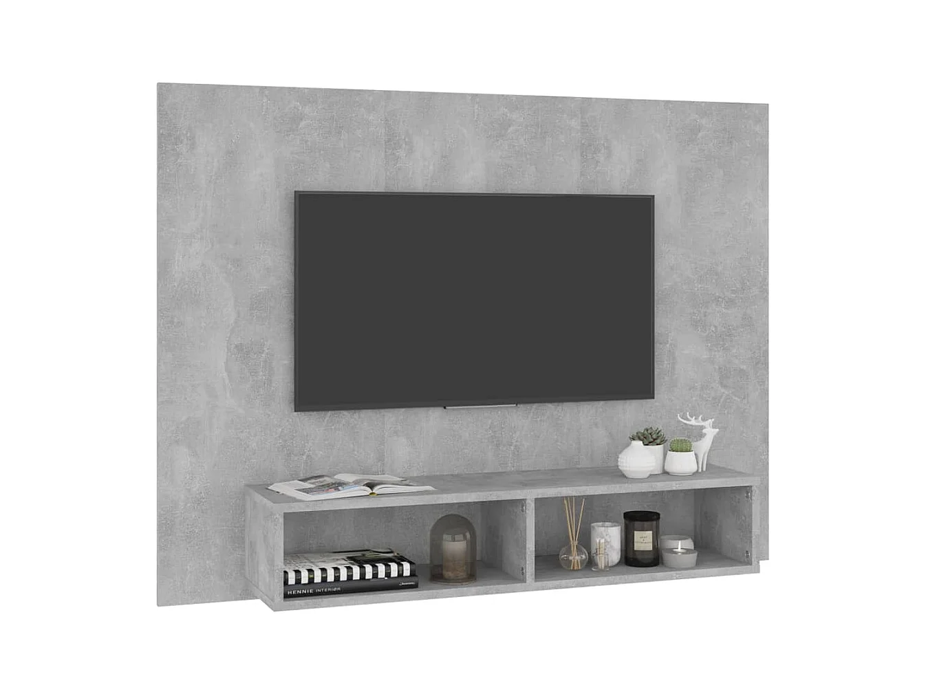 Meuble TV mural Gris béton 120x23,5x90 cm Bois d’ingénierie