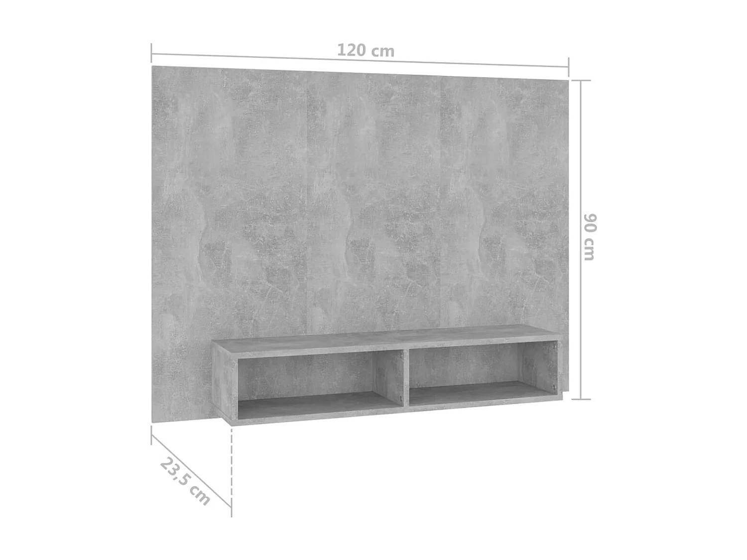 Meuble TV mural Gris béton 120x23,5x90 cm Bois d’ingénierie