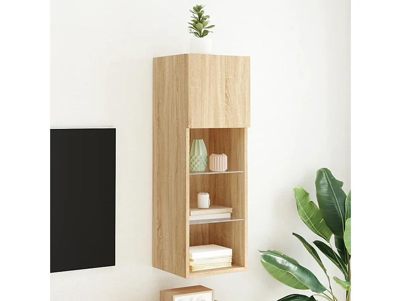 Mobile TV con luci LED Rovere Sonoma 30,5x30x90 cm