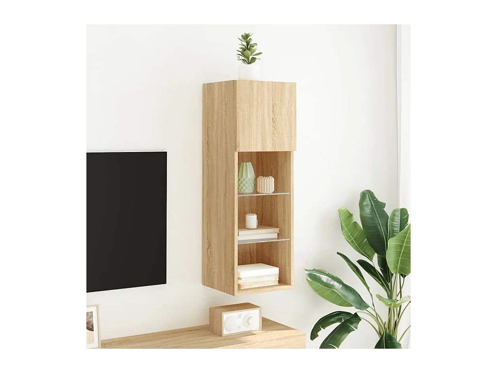 Mobile TV con luci LED Rovere Sonoma 30,5x30x90 cm