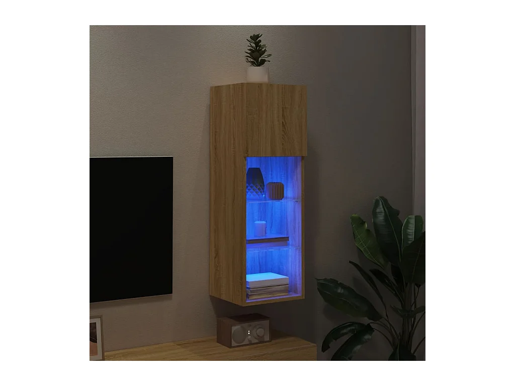 Mobile TV con luci LED Rovere Sonoma 30,5x30x90 cm