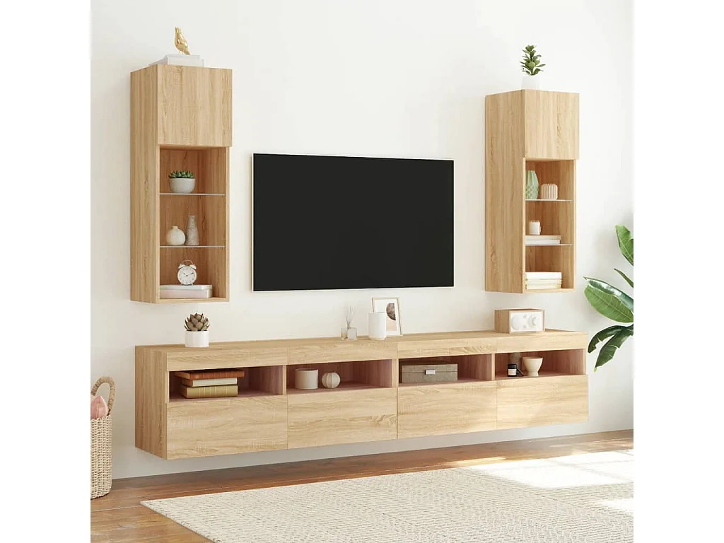 Meuble TV avec lumières LED chêne sonoma 30,5x30x90 cm