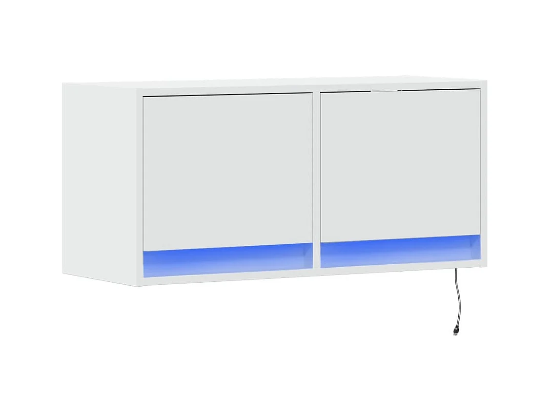 Wandmeubel met ledverlichting, wit, 80x31x35 cm
