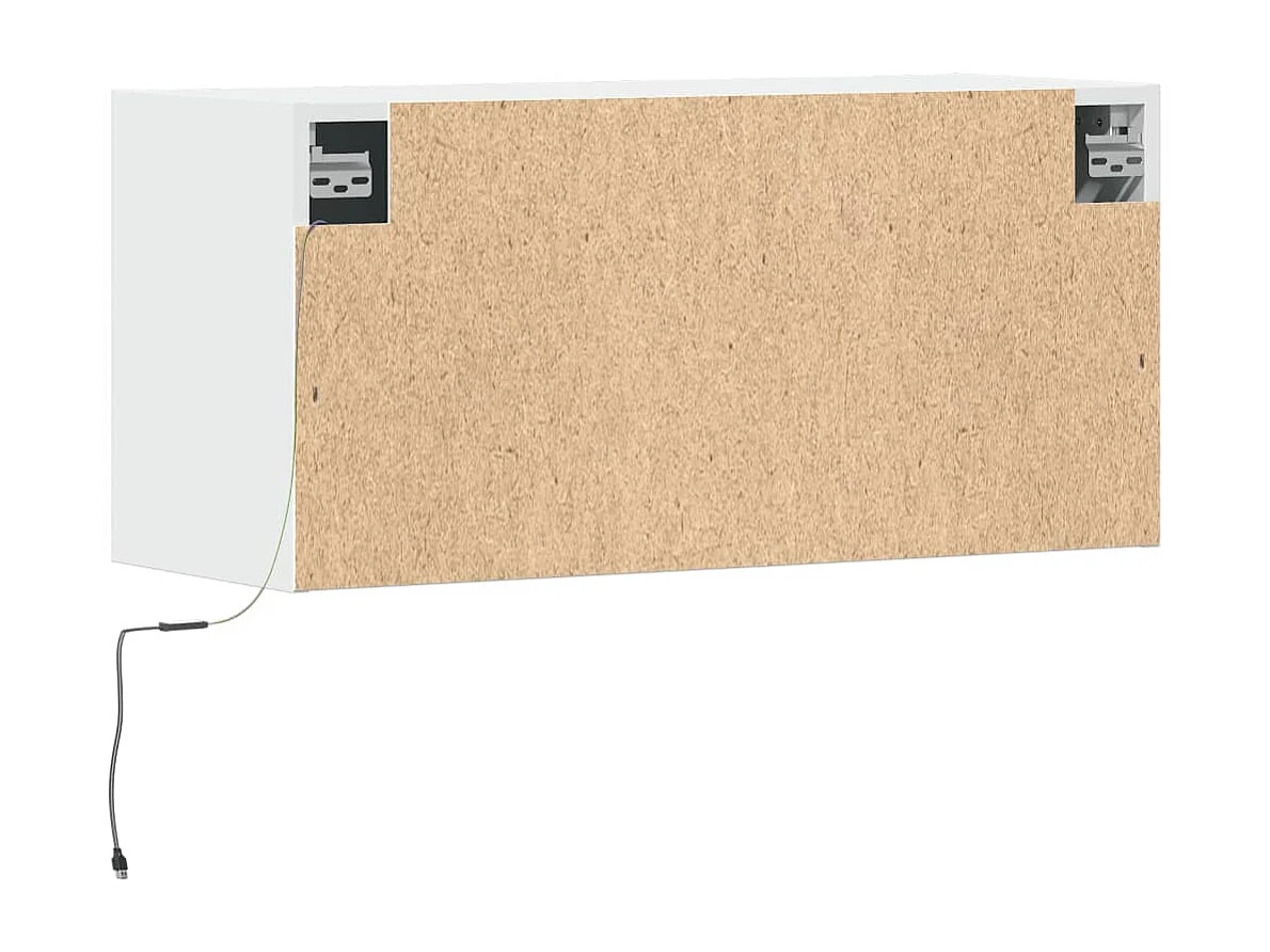 Mobile porta TV a parete con luci LED, bianco, 80x31x35 cm