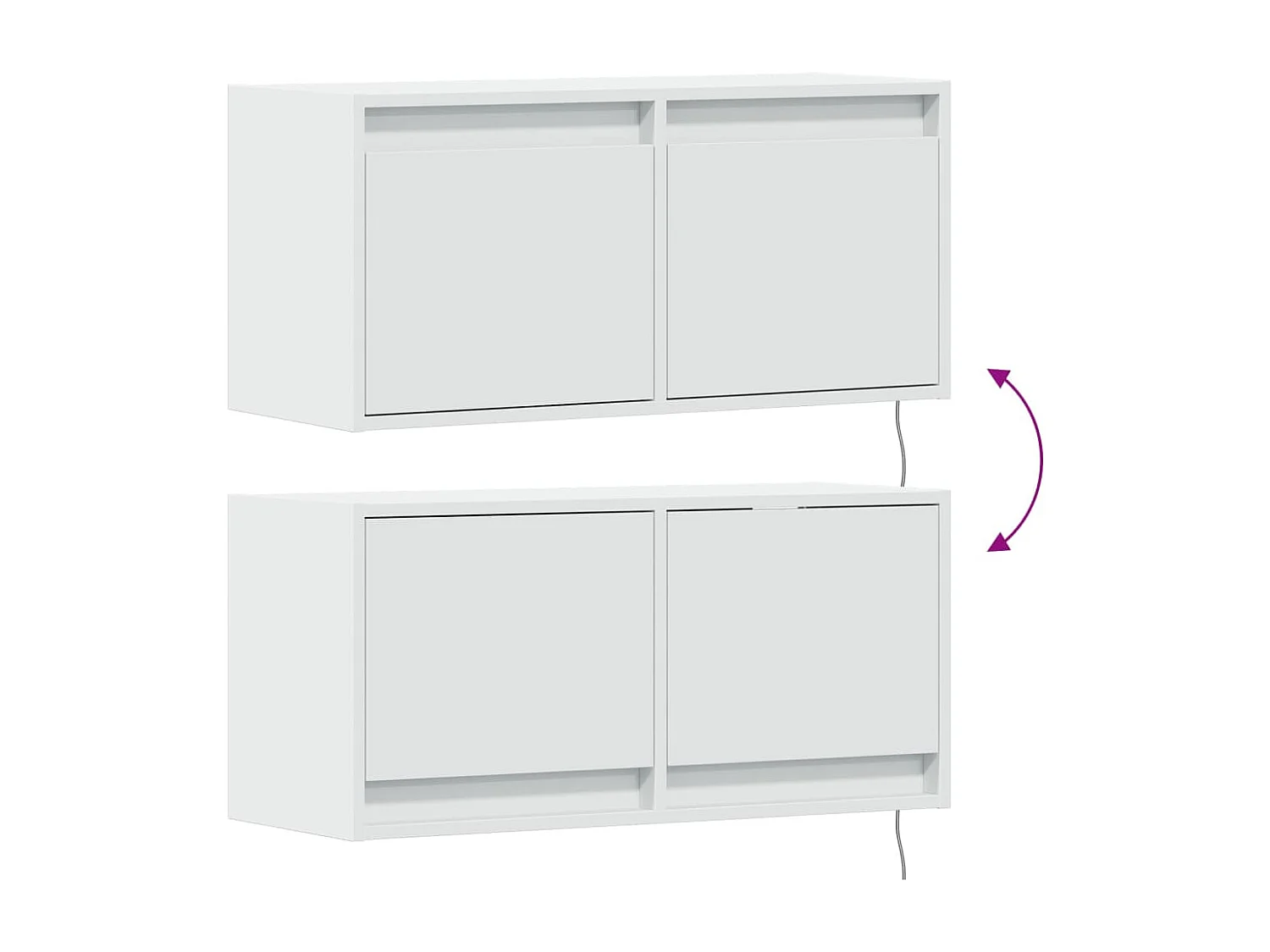 Mobile porta TV a parete con luci LED, bianco, 80x31x35 cm