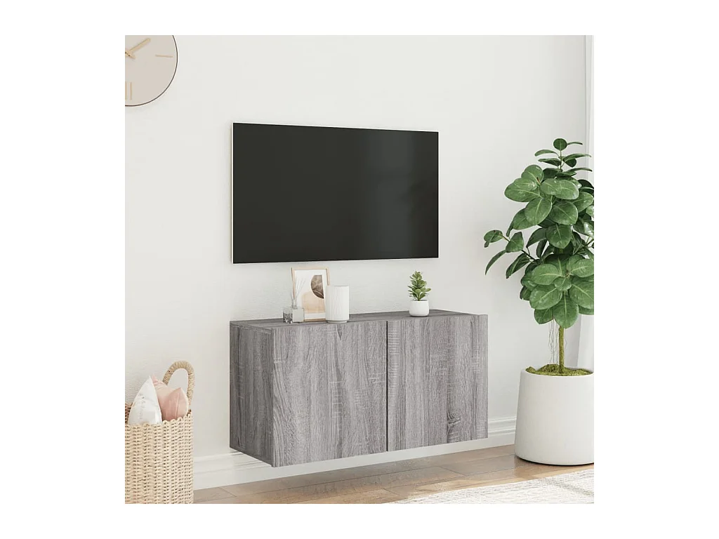 Meuble TV mural sonoma gris 80x30x41 cm