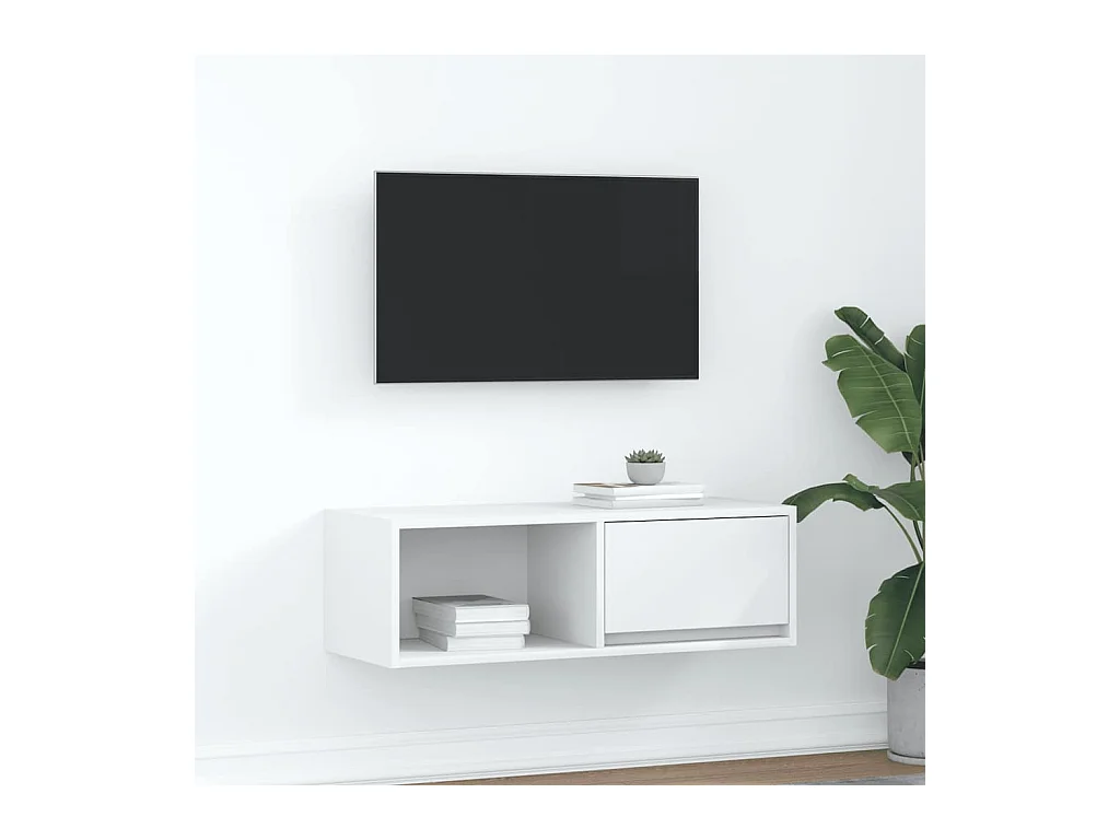 Meuble TV blanc 80x31x25,5 cm bois d'ingénierie