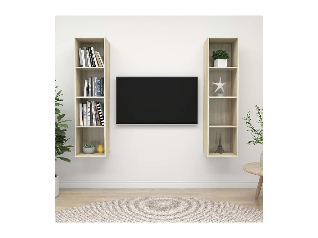 Mobili TV da parete in 2 pezzi Sonoma Oak Legno ingegnerizzato