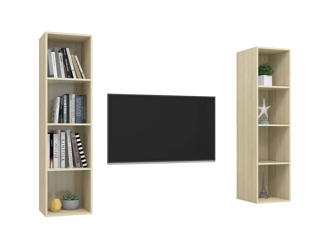 Mobili TV da parete in 2 pezzi Sonoma Oak Legno ingegnerizzato