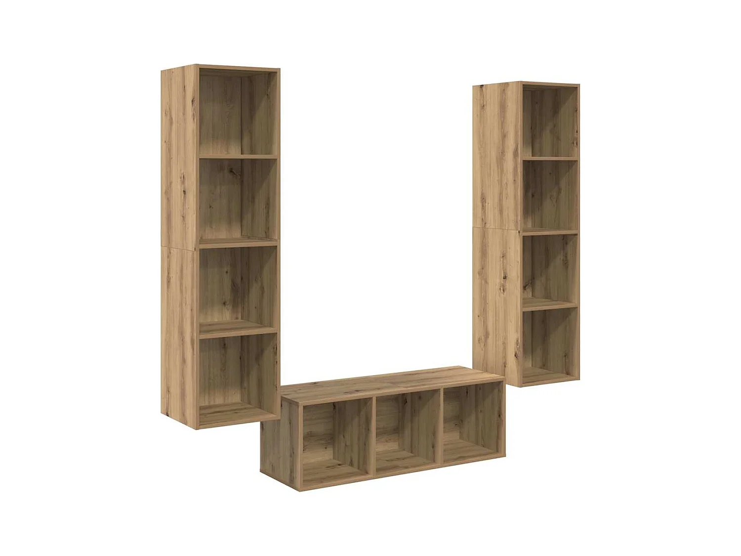 Set di mobili TV da 3 pezzi, rovere lavorato a mano, 37 x 37 x 142,5 cm