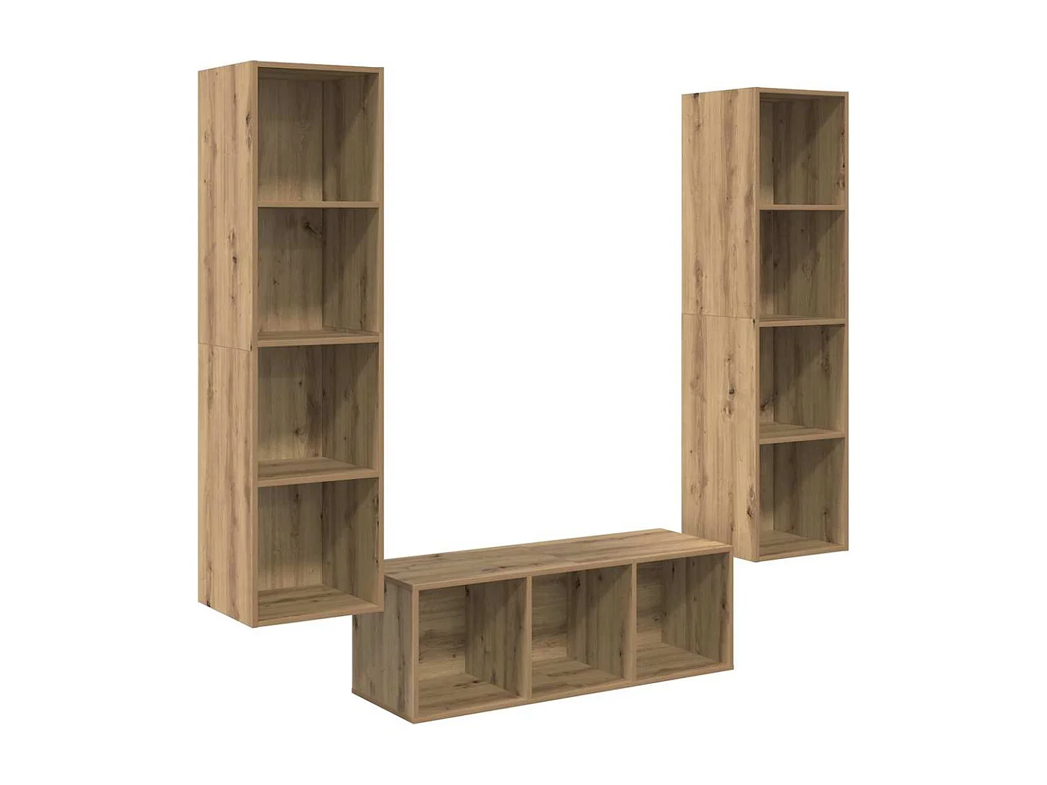 Set di mobili TV da 3 pezzi, rovere lavorato a mano, 37 x 37 x 142,5 cm