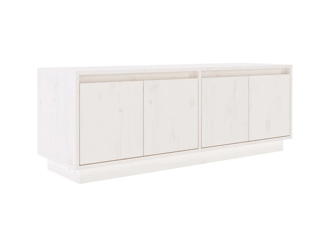 Mueble TV blanco 110x34x40 cm Madera maciza de pino